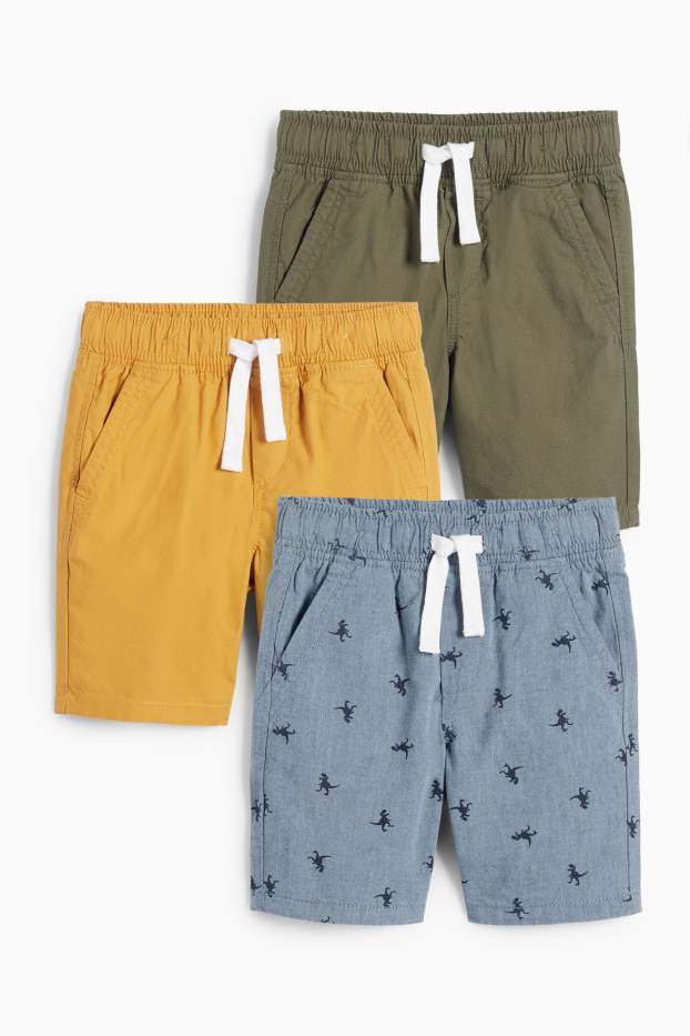 Niños: niños - Pack de 3 - dinosaurios - shorts - verde oscuro