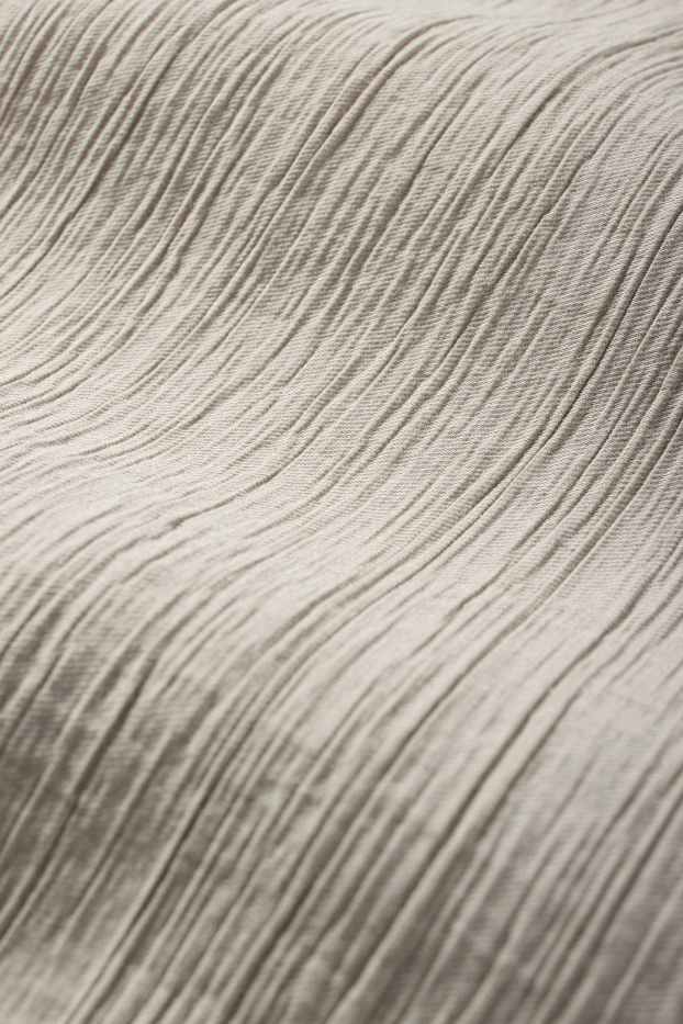 Dames - Pantalon - mid waist - wide leg - met structuur - grijs