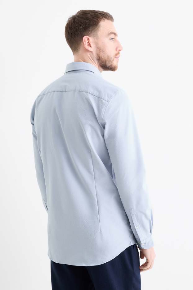 Hommes - Chemise de bureau - slim fit - col cutaway - texturée - bleu clair
