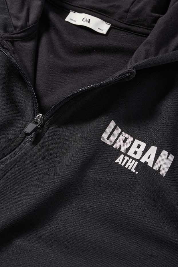 Děti - chlapci - Souprava - tepláková bunda s kapucí a šortky - 2dílná - černá