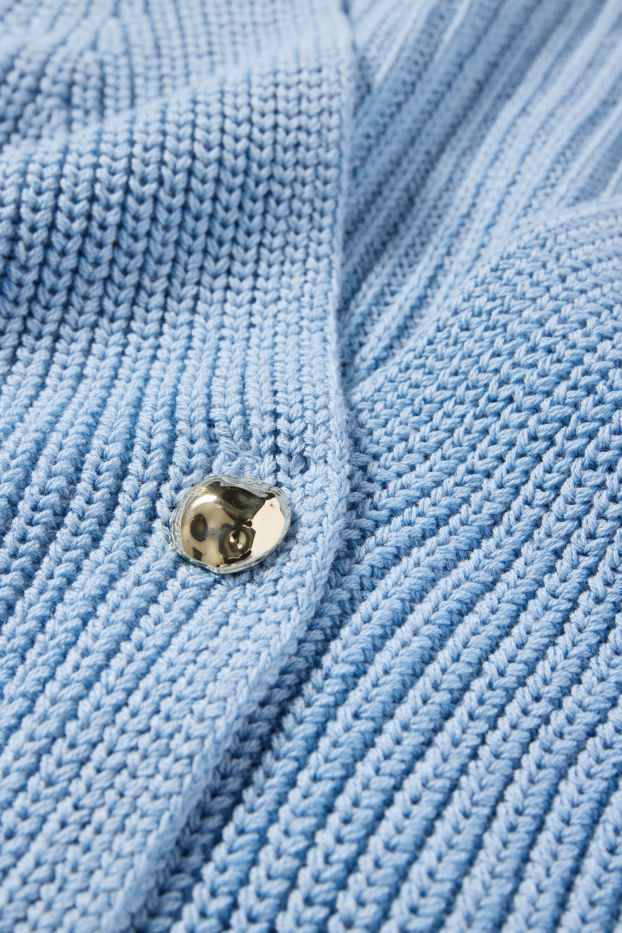 Femmes - Gilet sans manches en maille - finition côtelée - bleu