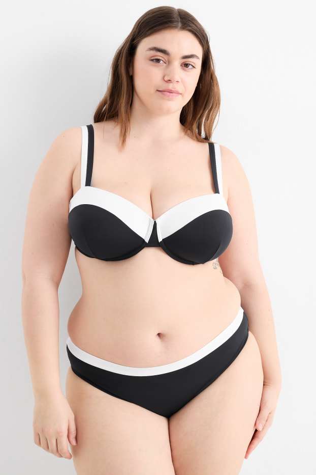 Dona - Calces de biquini - mid waist - LYCRA® XTRA LIFE™ - negre/blanc