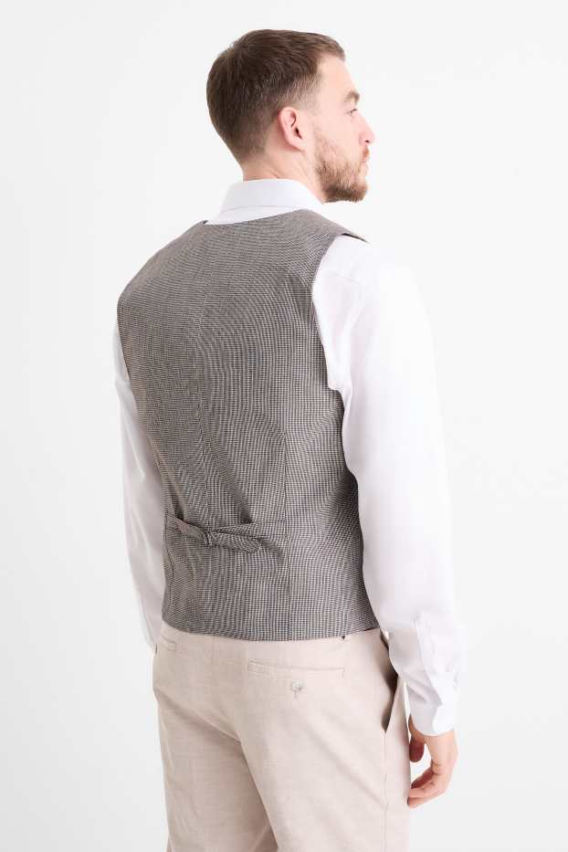 Uomo - Gilet con componente di lino - regular fit - Flex - a quadretti - beige / marrone