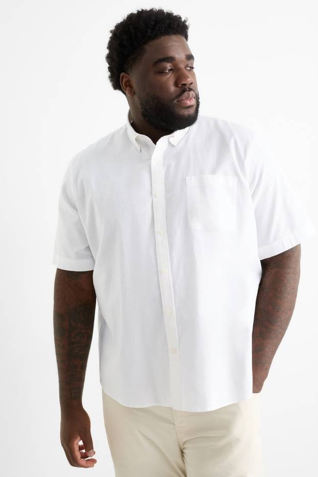 Herren - Hemd - Regular Fit - Button-down - weiß