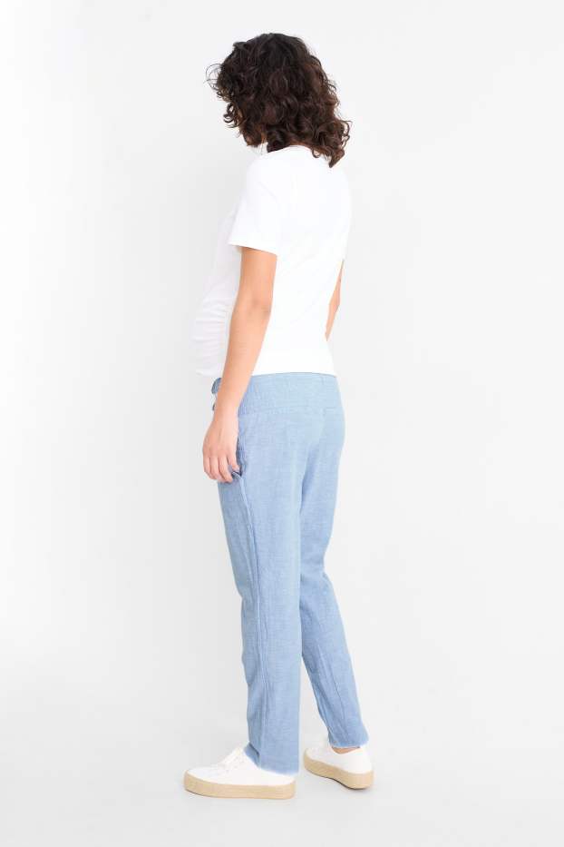 Donna - Pantaloni premaman - arricciature - azzurro