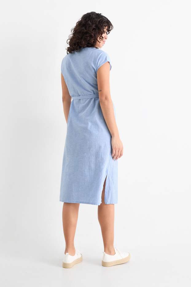 Dona - Vestit de lactància amb coll en punta - blau clar