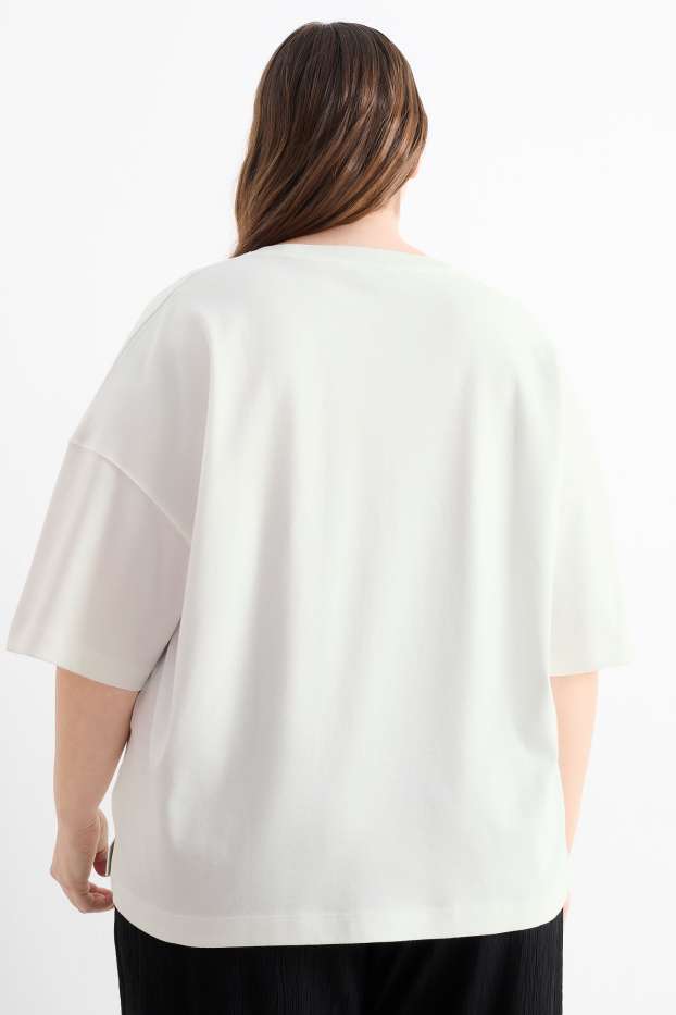 Femmes - T-shirt - effet brillant - blanc