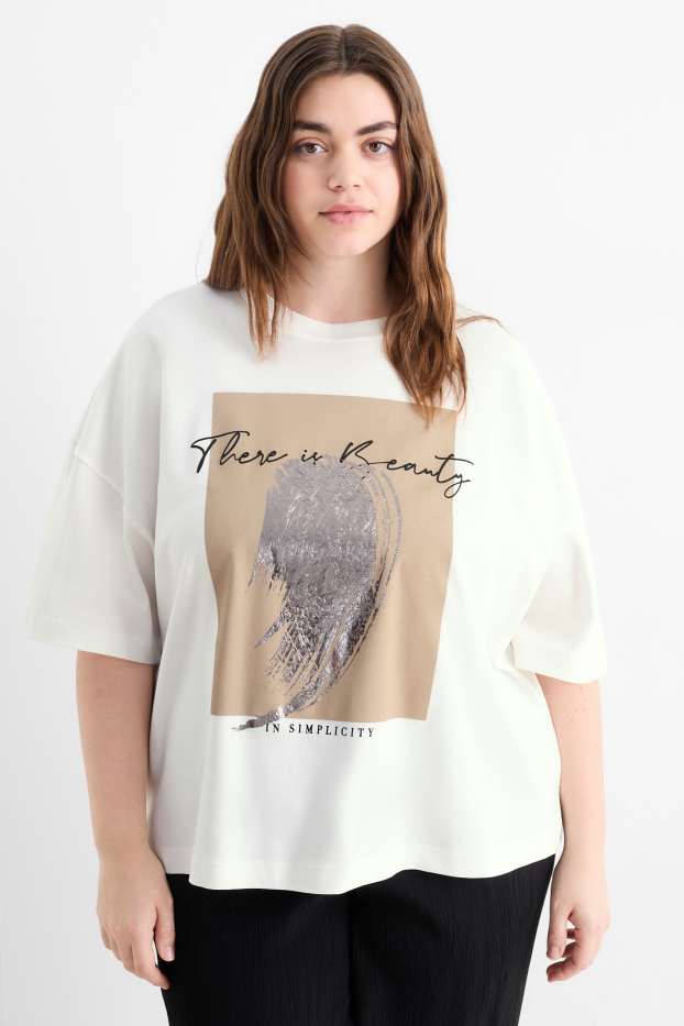 Femmes - T-shirt - effet brillant - blanc