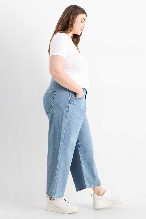 Dames - Wide leg jeans - high waist - jeanslichtblauw
