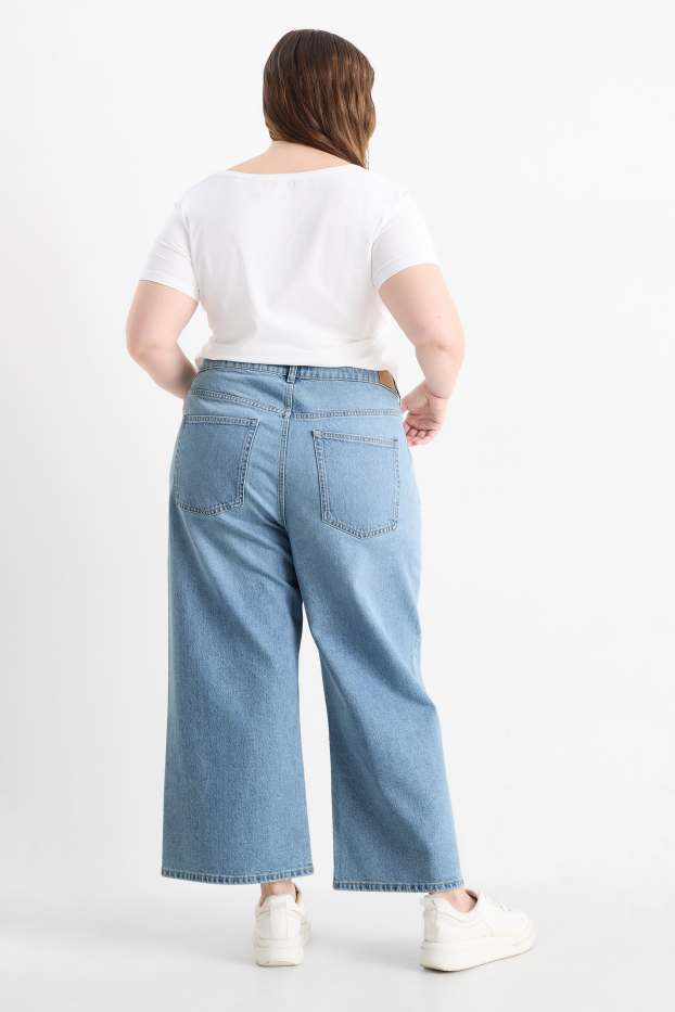 Dames - Wide leg jeans - high waist - jeanslichtblauw