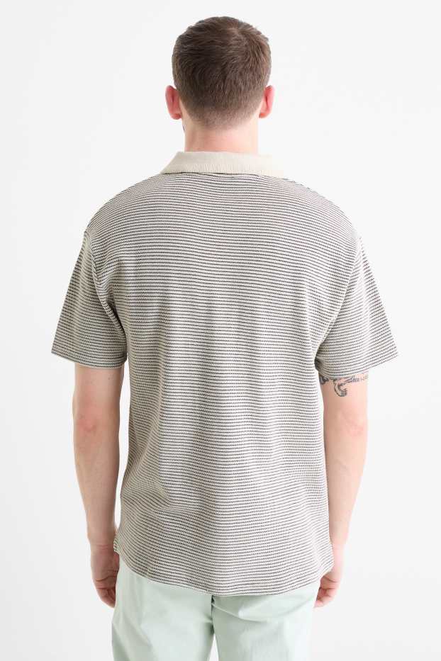 Hommes - Polo - à rayures - beige