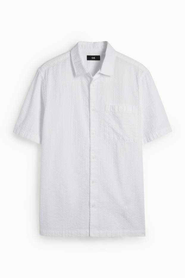 Hommes - Chemise - relaxed fit- col kent - blanc