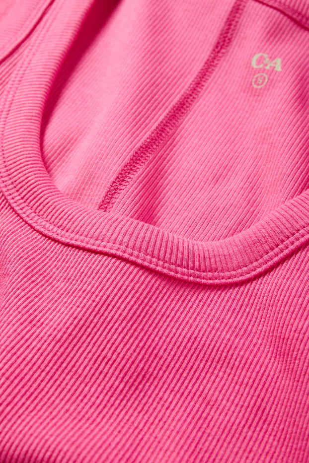 Mujer - Top básico - de canalé - fucsia