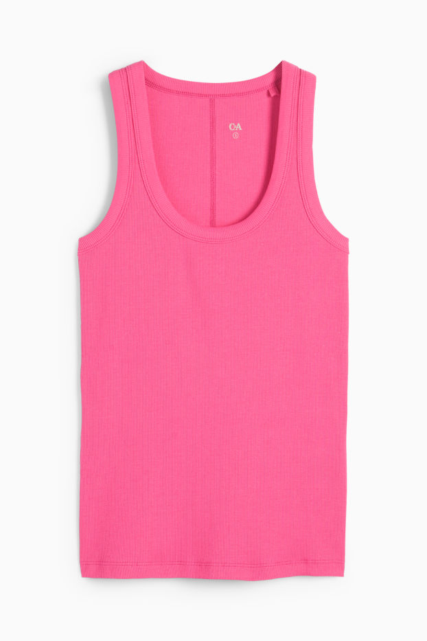 Mujer - Top básico - de canalé - fucsia