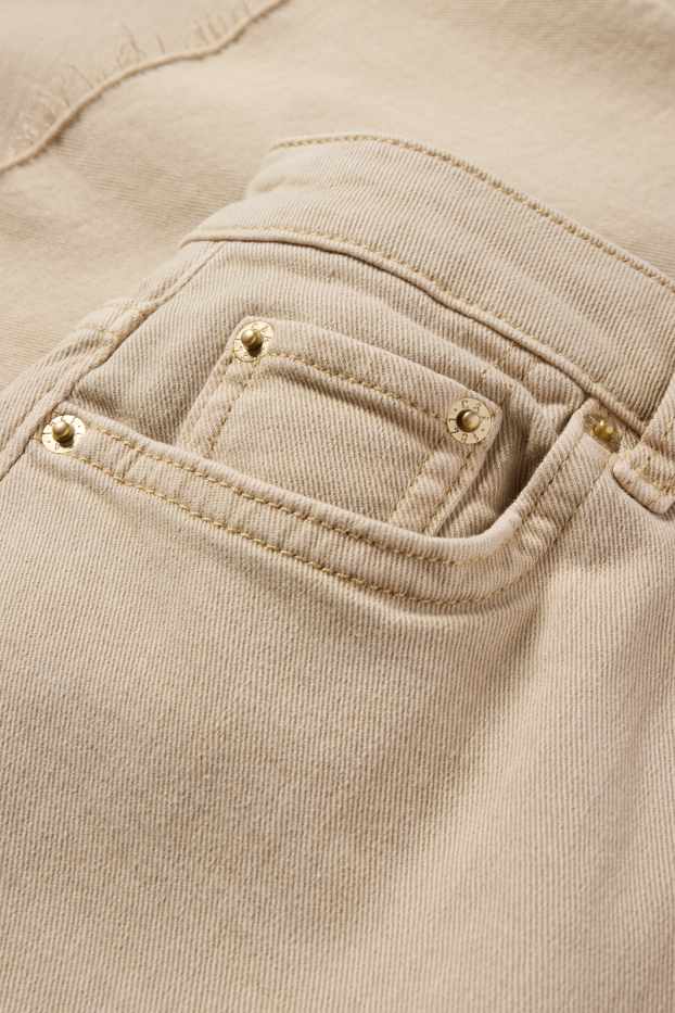 Damen - Crop Flared Jeans - High Waist - beige