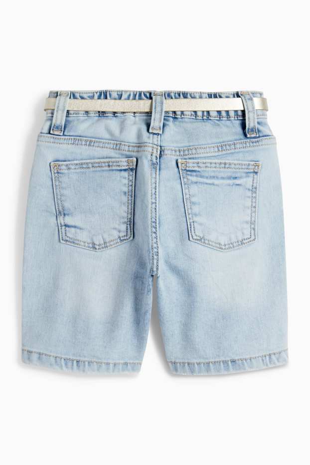 Kinder Mädchen - Jeans-Bermudas mit Gürtel - LYCRA® - helljeansblau