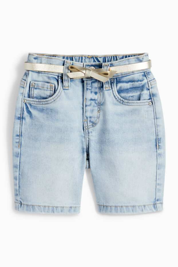 Kinder Mädchen - Jeans-Bermudas mit Gürtel - LYCRA® - helljeansblau