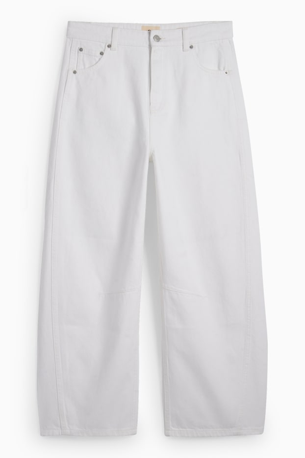 Dámské - Balloon jeans - mid waist - bílá
