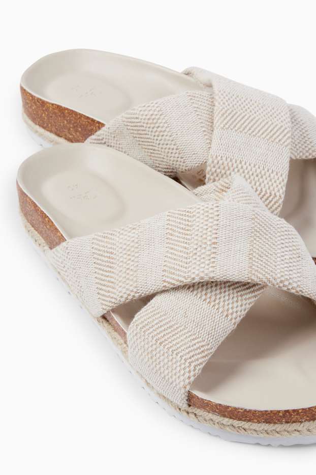 Femmes - Sandales - à rayures - beige clair