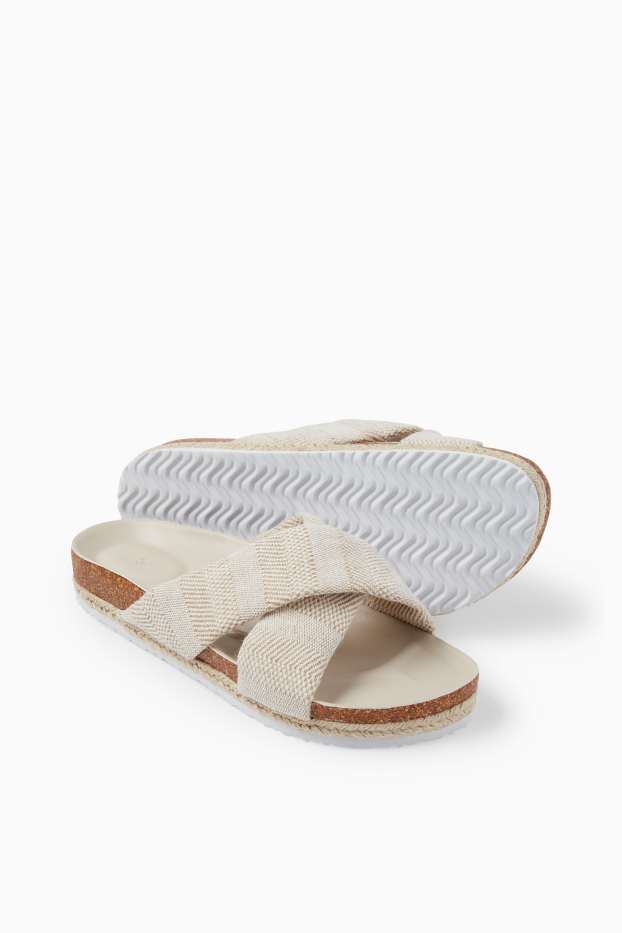 Femmes - Sandales - à rayures - beige clair