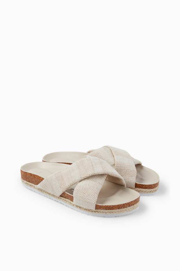 Femmes - Sandales - à rayures - beige clair