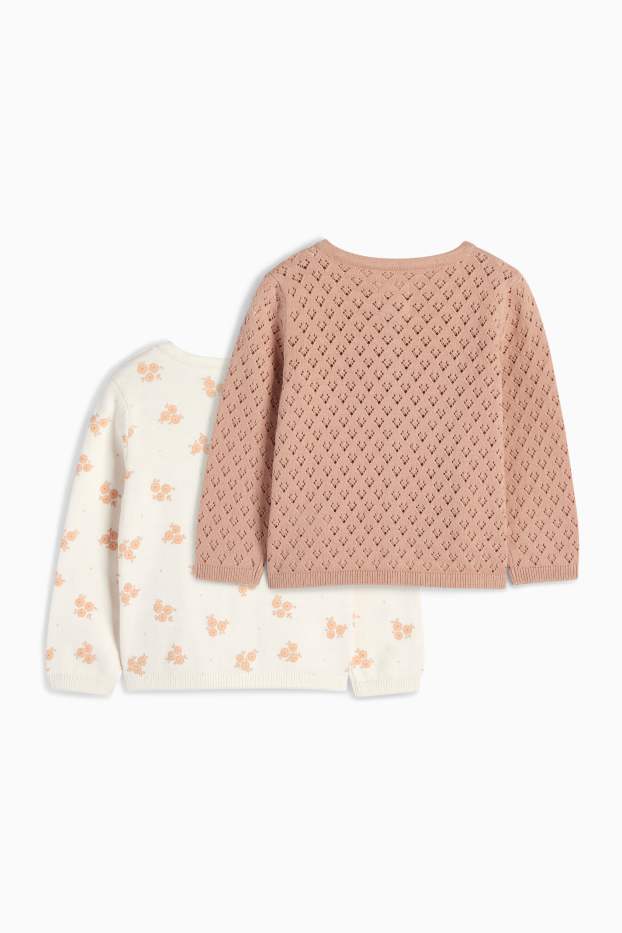 Baby Mädchen - Multipack 2er - Blümchen - Baby-Strickjacke - cremeweiss