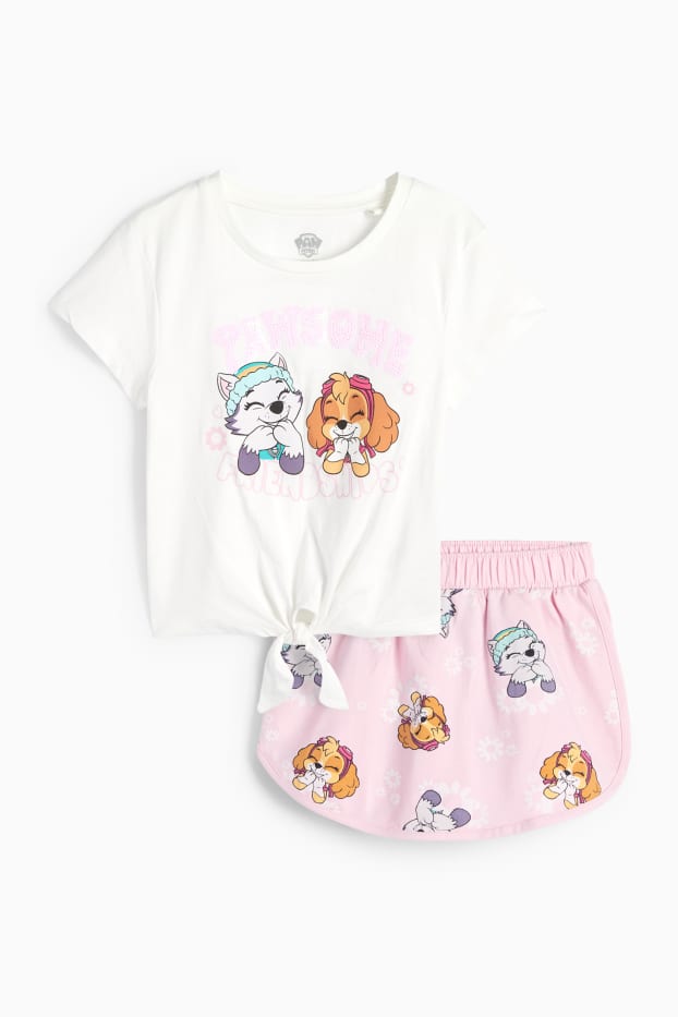 Enfants filles - La Pat’ Patrouille - Stella, Everest - ensemble - T-shirt et jupe-short - blanc