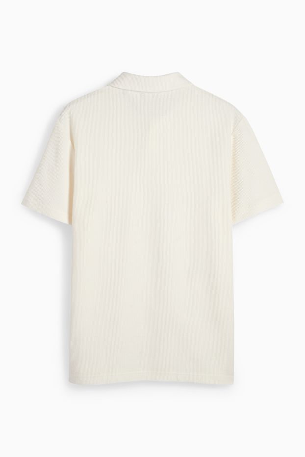 Heren - Poloshirt - met structuur - crème wit