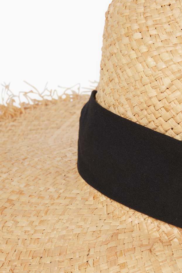 Femmes - Chapeau de paille - noir / beige