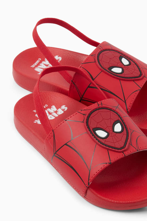 Děti - chlapci - Spider-Man - plážové pantofle - červená