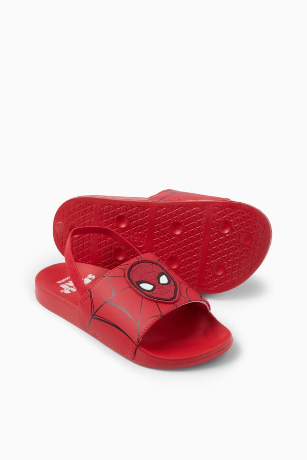 Děti - chlapci - Spider-Man - plážové pantofle - červená