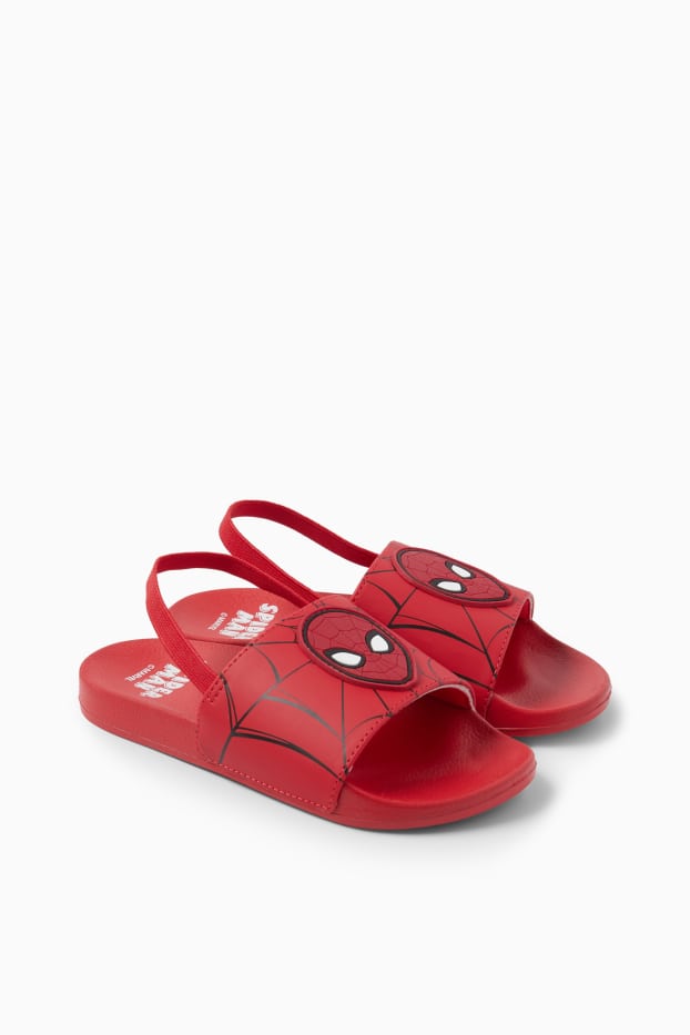 Děti - chlapci - Spider-Man - plážové pantofle - červená