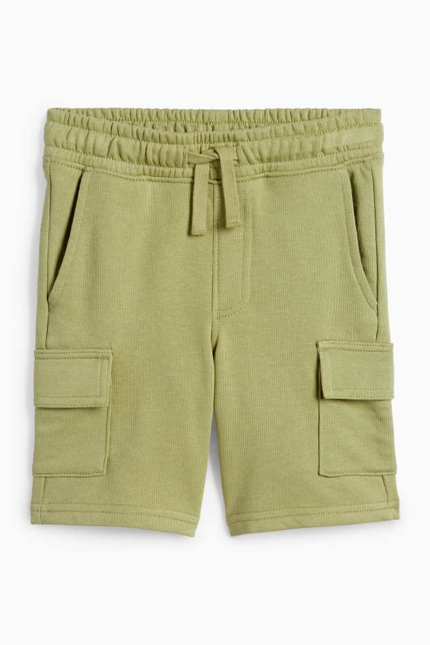 Kinder Jungen - Sweat-Cargo-Bermudas - hellgrün
