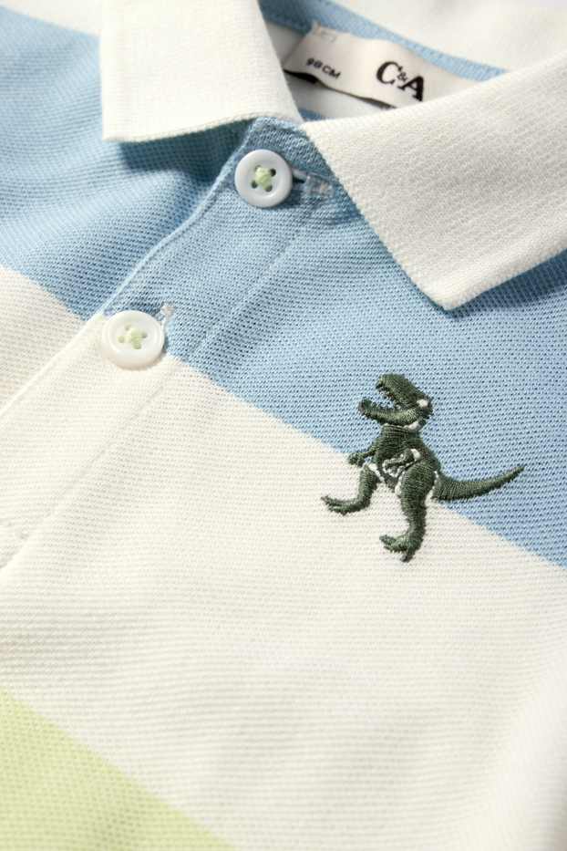 Kinder Buben - Dino - Poloshirt - gestreift - cremeweiß