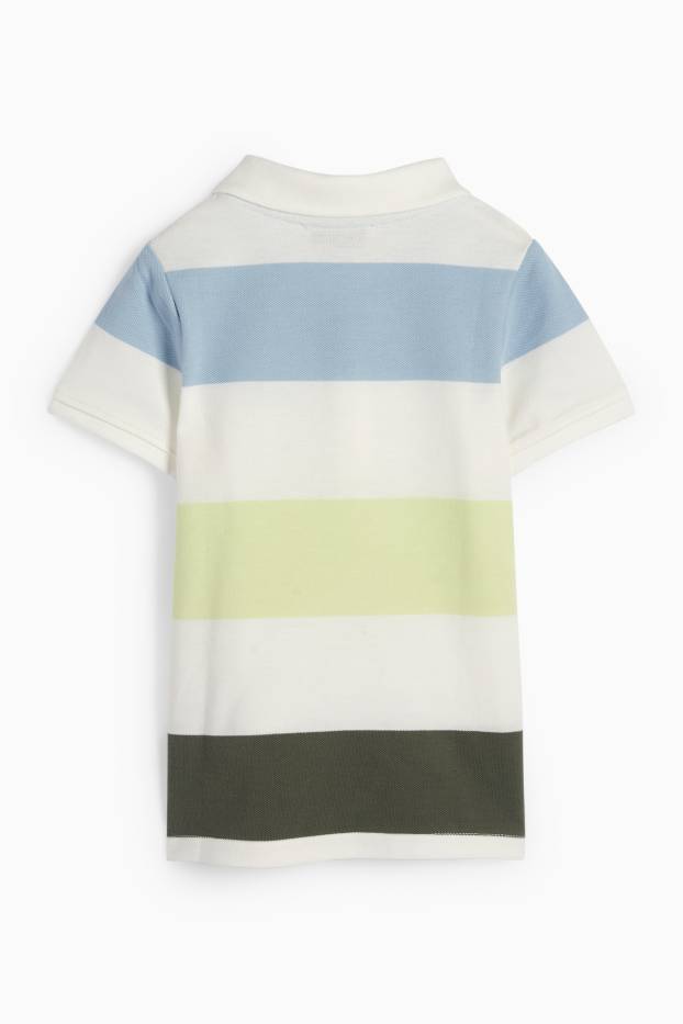 Kinder Buben - Dino - Poloshirt - gestreift - cremeweiß