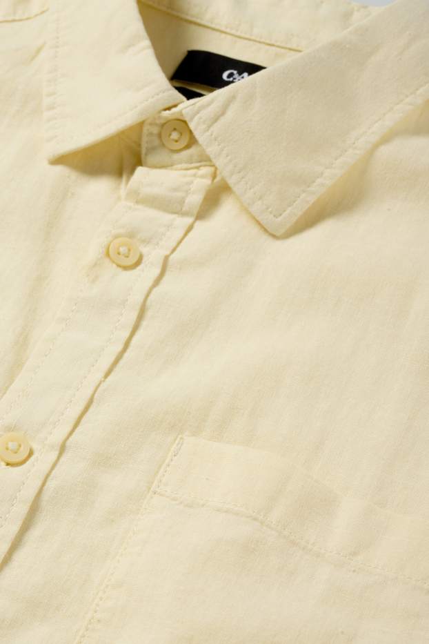 Herren - Hemd - Regular Fit - Kent - Leinen-Mix - hellgelb