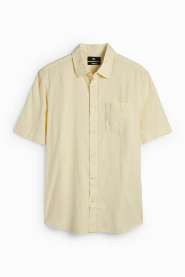Herren - Hemd - Regular Fit - Kent - Leinen-Mix - hellgelb