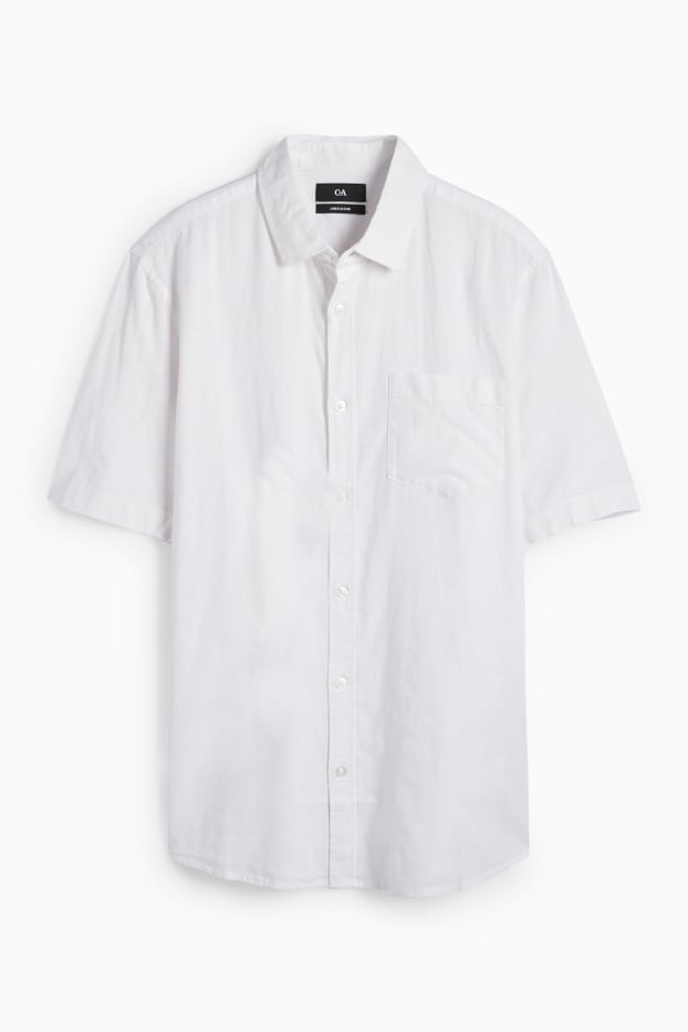 Herren - Hemd - Regular Fit - Kent - Leinen-Mix - weiß