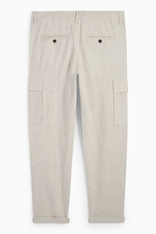 Herren - Cargohose - Leinen-Mix - hellbeige