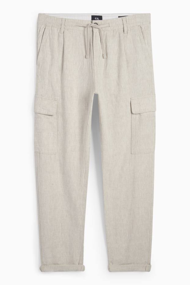 Herren - Cargohose - Leinen-Mix - hellbeige