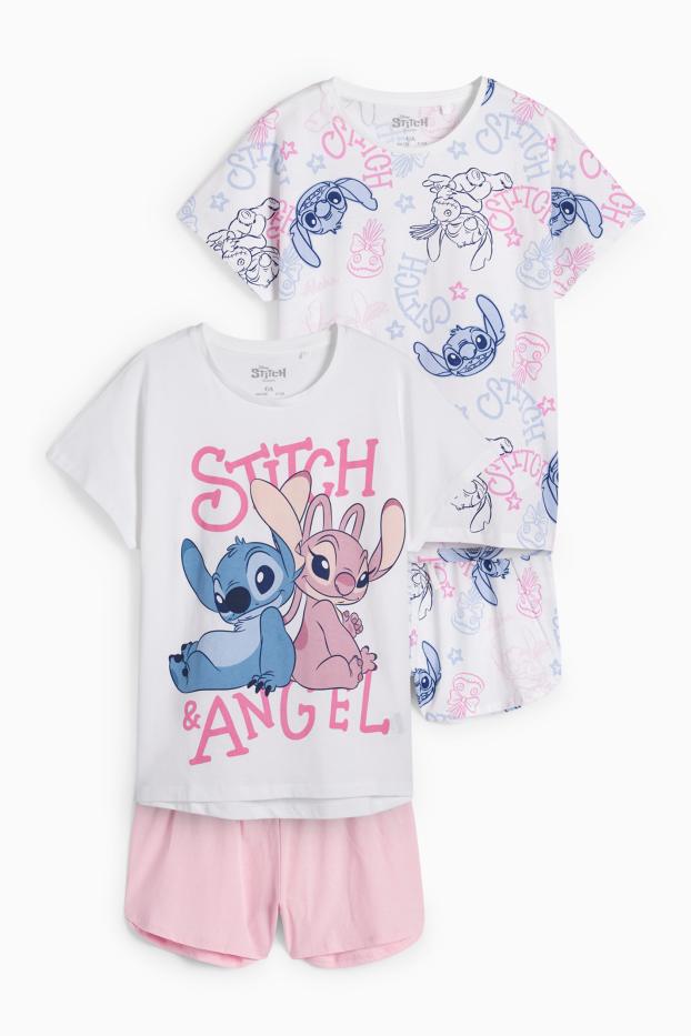 Kinder Mädchen - Multipack 2er - Lilo & Stitch - Shorty-Pyjama - 4 teilig - pink