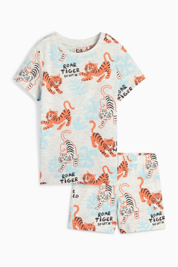 Bambini - Tigre - pigiama corto - 2 pezzi - grigio chiaro