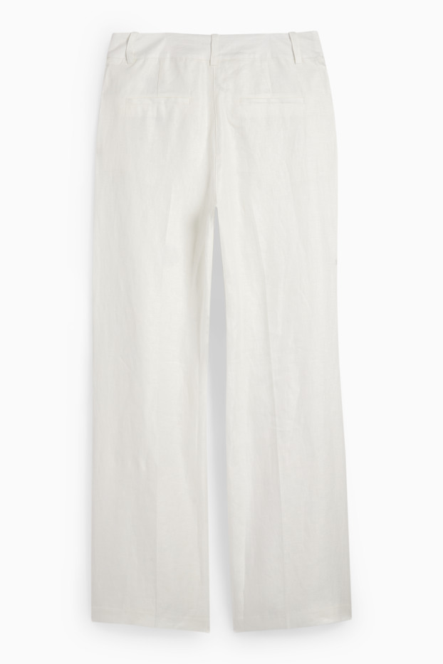 Dames - Linnen business-broek - high waist - straight fit - crème wit