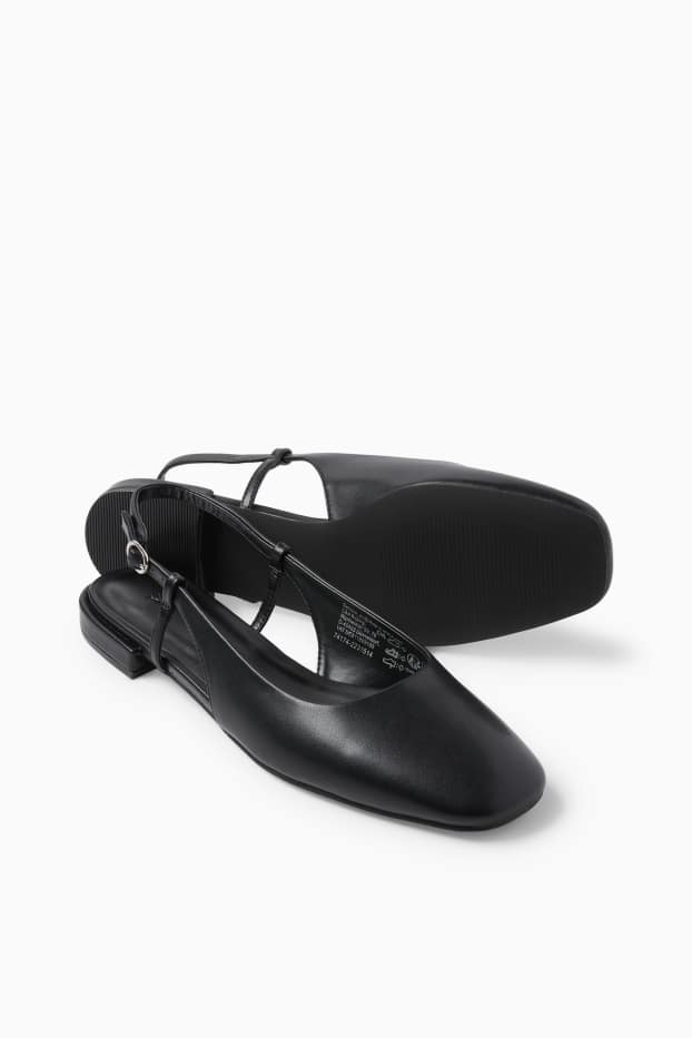 Femmes - Ballerines à talon ouvert - synthétique - noir