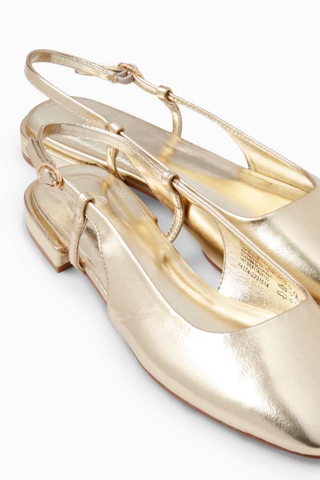 Damen - Sling-Ballerinas - Lederimitat - gold