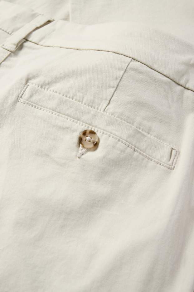 Pánské - Kalhoty chino - tapered fit - krémově bílá