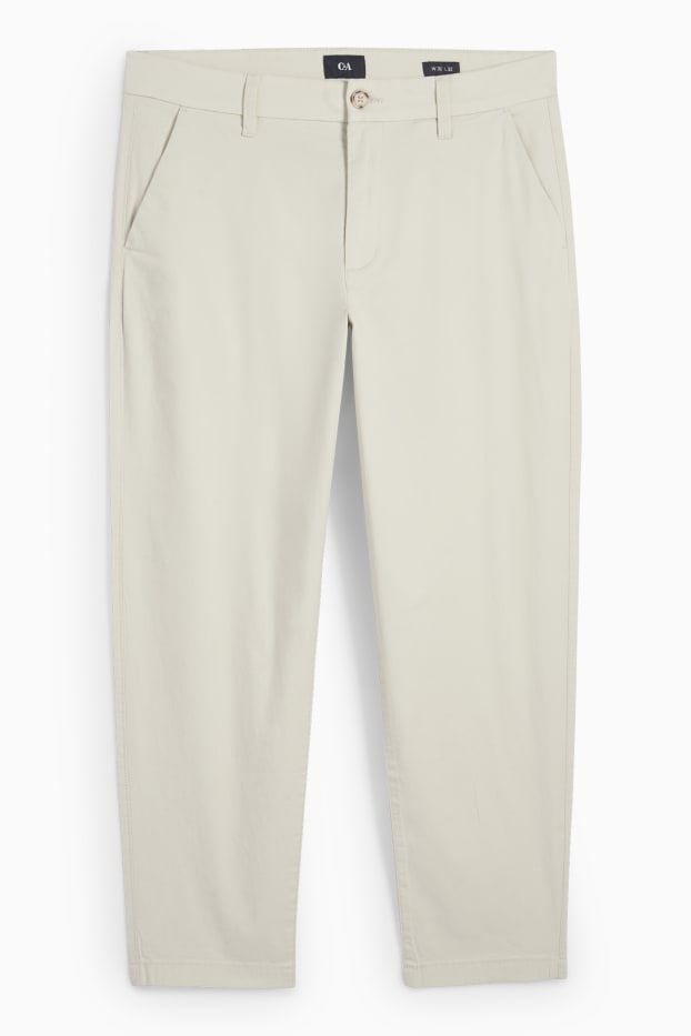 Pánské - Kalhoty chino - tapered fit - krémově bílá