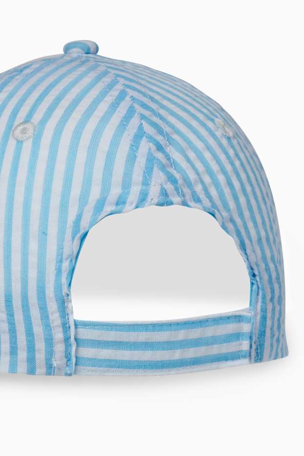 Enfants garçons - Requin - casquette de baseball - à rayures - texturée - blanc / bleu clair