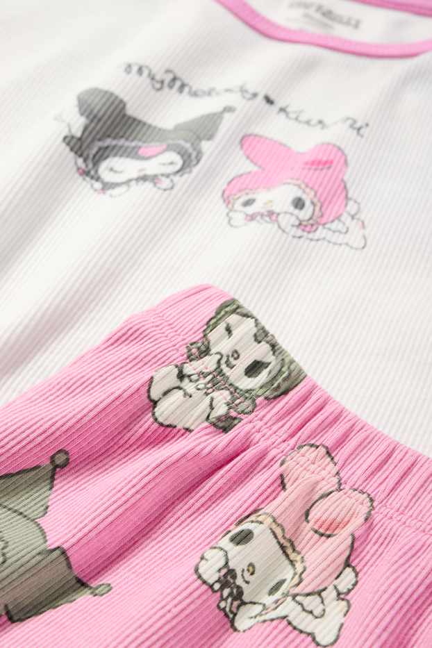 Kinderen: meisjes - Hello Kitty and Freinds - shortama - ribstof - 2-delig - fuchsiarood