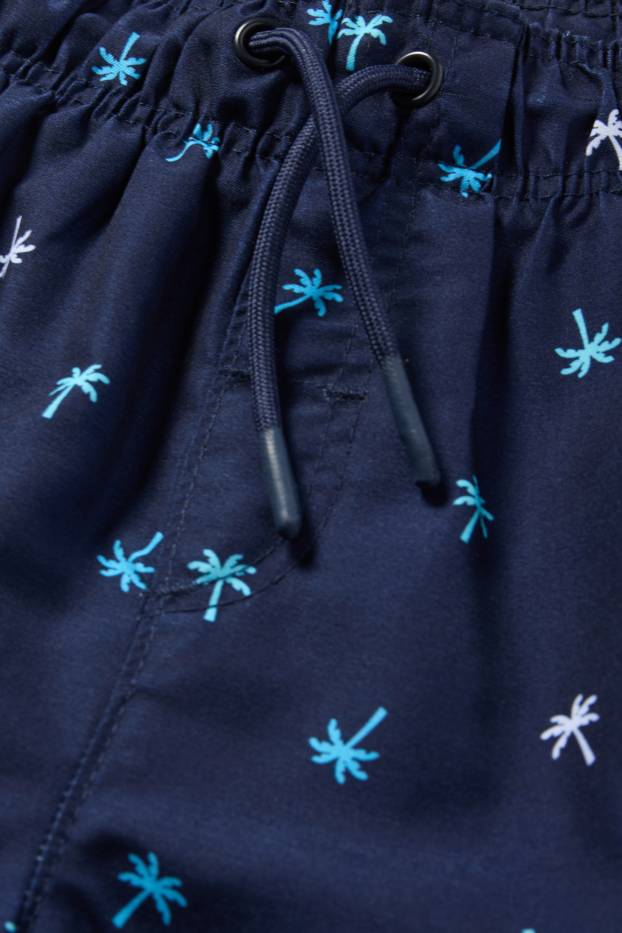 Kinder Buben - Palme - Badeshorts - dunkelblau